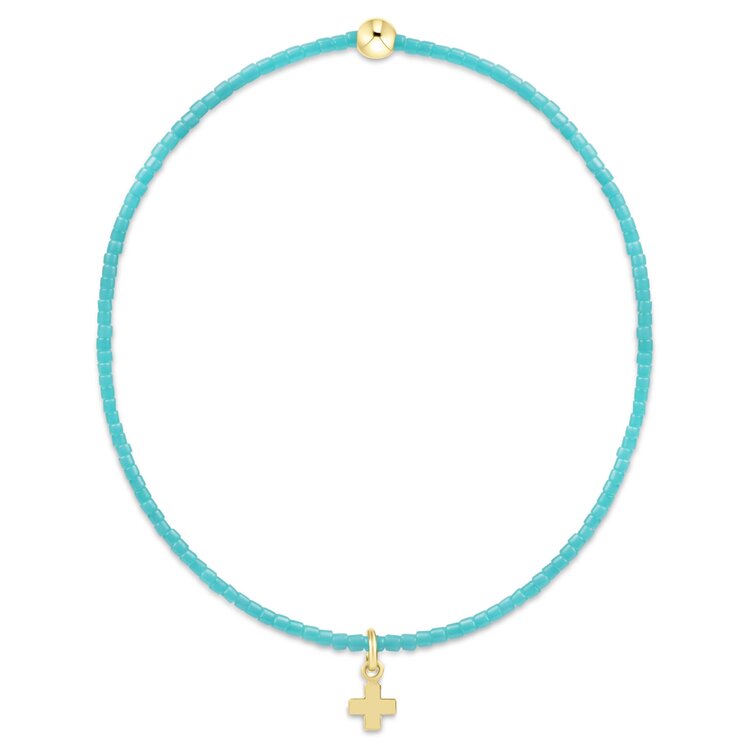 eNewton Hope Classic Turquoise Bracelet - Signature Cross Small Gold Charm