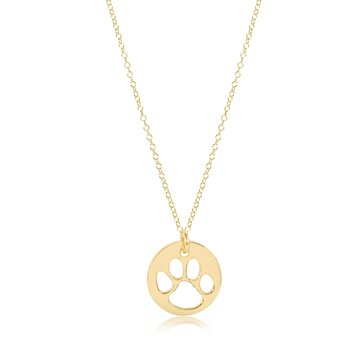 eNewton 16" Necklace Gold - Paw Print Gold Disc