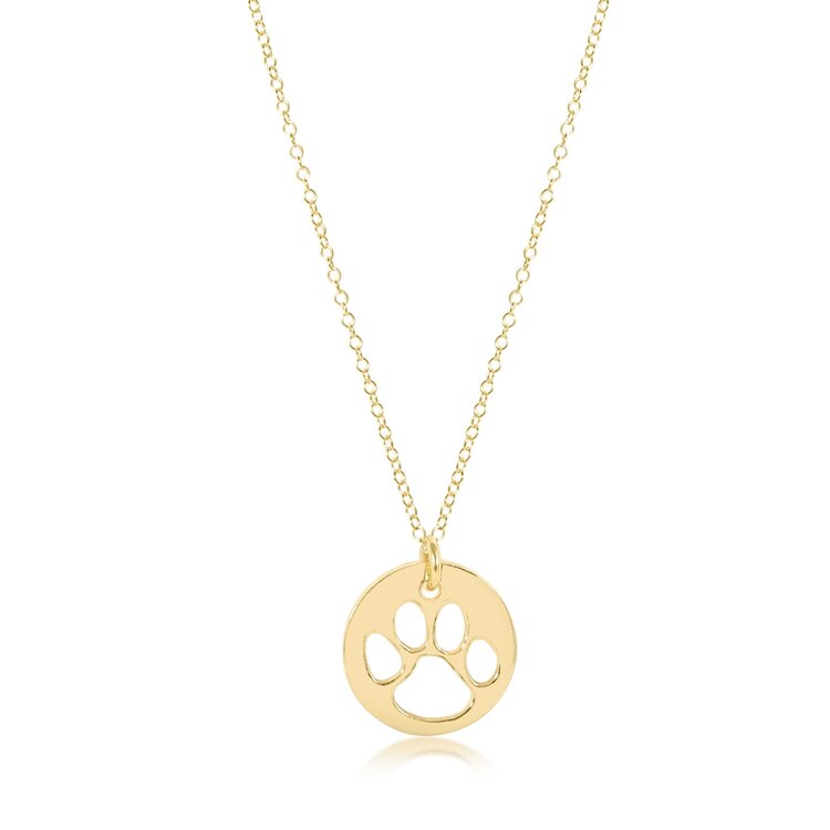 eNewton 16" Necklace Gold - Paw Print Gold Disc