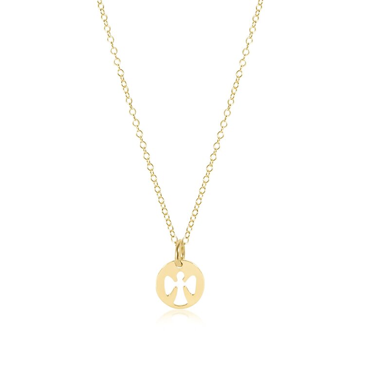 eNewton 16" Necklace Gold - Guardian Angel Small Gold Disc
