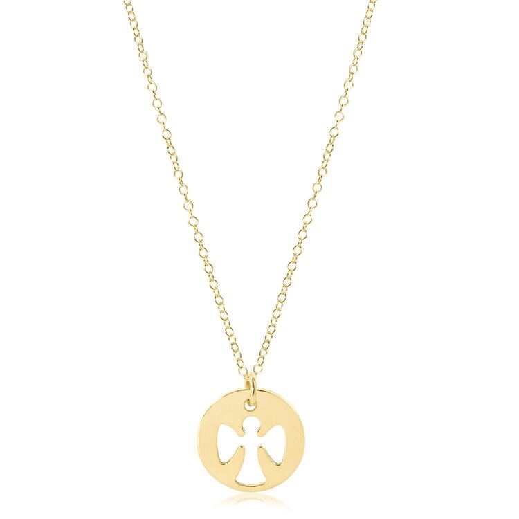 eNewton 16" Necklace Gold - Guardian Angel Gold Disc