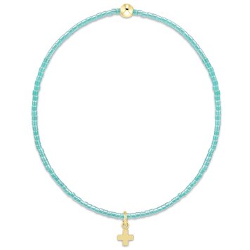 eNewton Hope Classic Sea Glass Bracelet - Signature Cross Small Gold Charm
