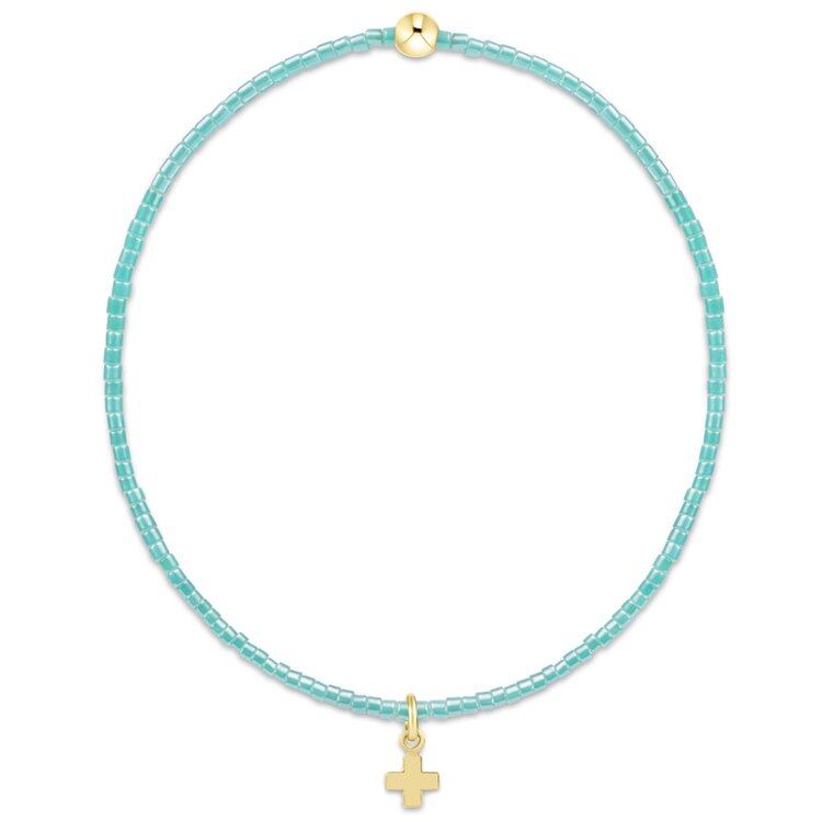 eNewton Hope Classic Sea Glass Bracelet - Signature Cross Small Gold Charm