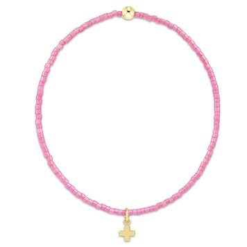 eNewton Hope Classic Bubblegum Bracelet - Signature Cross Small Gold Charm
