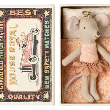 Maileg Princess mouse, Little sister mouse in matchbox