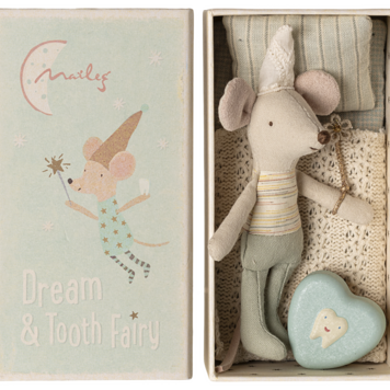 Maileg Tooth fairy mouse / Little brother in matchbox