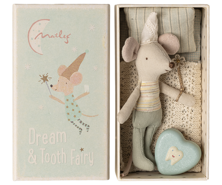 Maileg Tooth fairy mouse / Little brother in matchbox