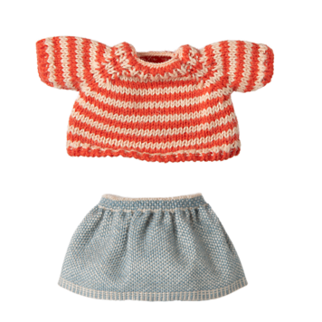 Maileg Knitted sweater and skirt, Big sister mouse
