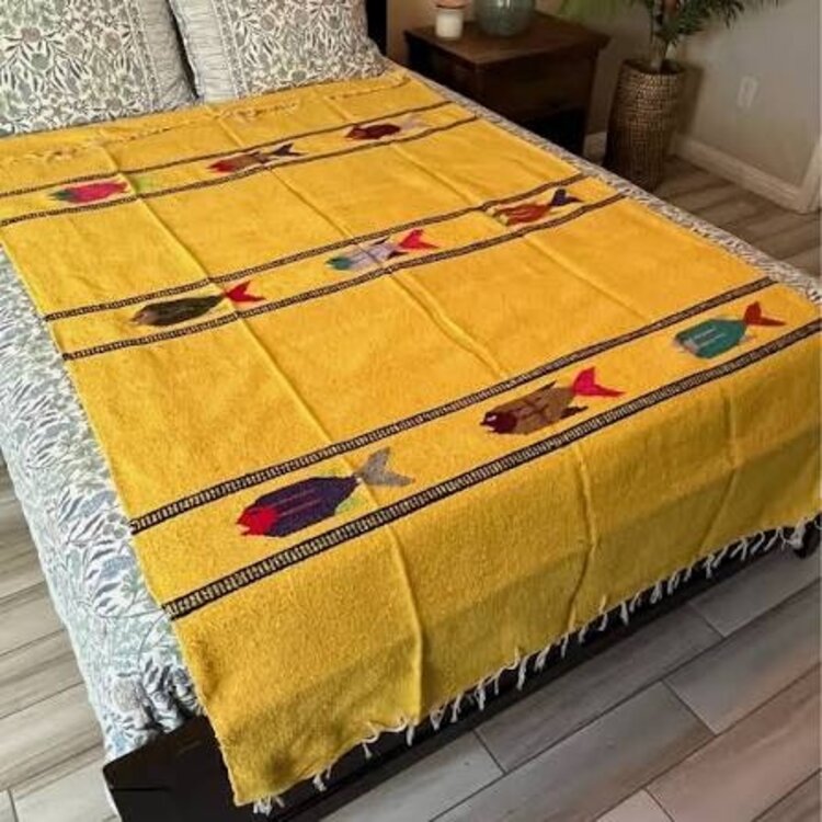 Yellow Baja Fish Yoga Blanket
