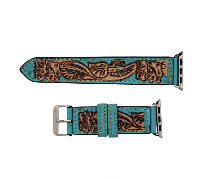 Open Sky Hand-tooled Leather Watchband