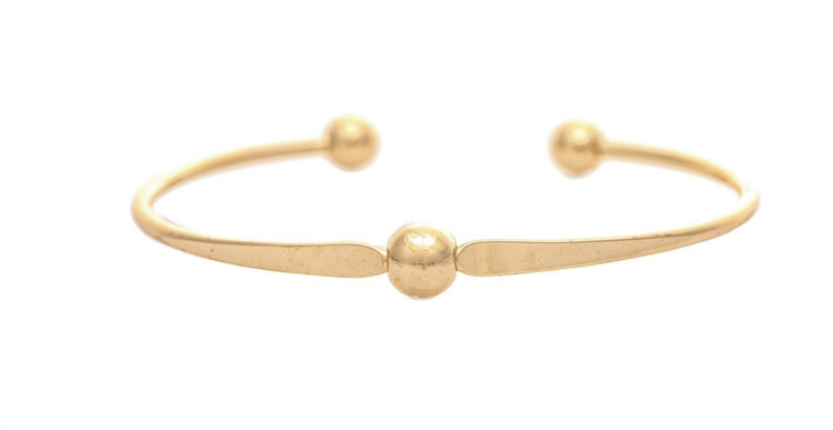 Rain Jewelry Collection Gold Ball Top Brass Cuff Bracelet