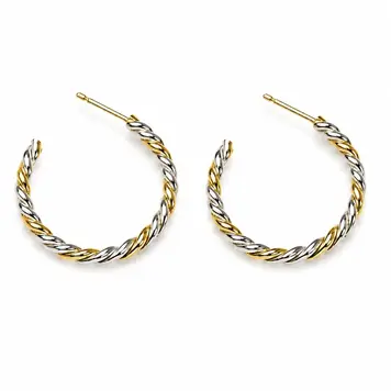 ABLE Two-Tone Twist Hoops | 14k GF/Sterling