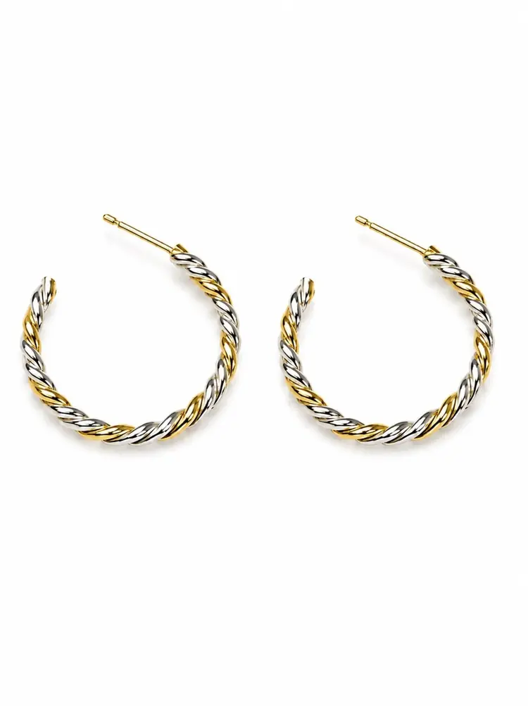 ABLE Two-Tone Twist Hoops | 14k GF/Sterling