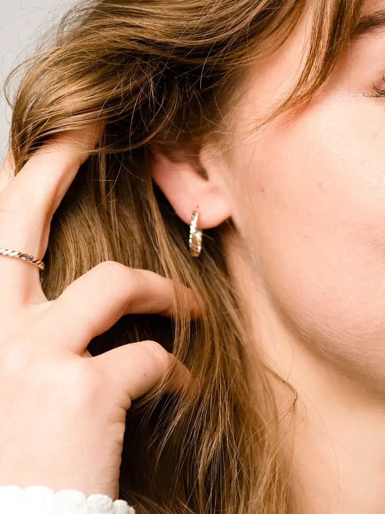 ABLE Two-Tone Twist Hoops | 14k GF/Sterling