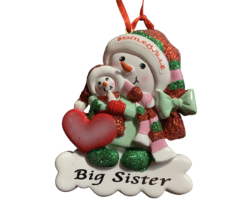 4.5" Big Brother and Big Sister Snowman Ornament - Big Sister