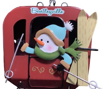 Snowman in Ski Gondola Ornament