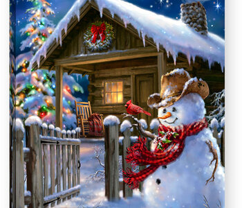 CHRISTMAS CABIN - LIGHTED TABLETOP CANVAS 8X6