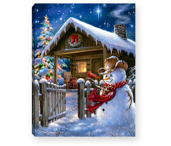 CHRISTMAS CABIN - LIGHTED TABLETOP CANVAS 8X6