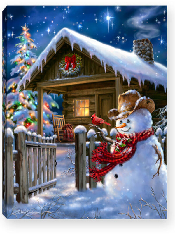 CHRISTMAS CABIN - LIGHTED TABLETOP CANVAS 8X6