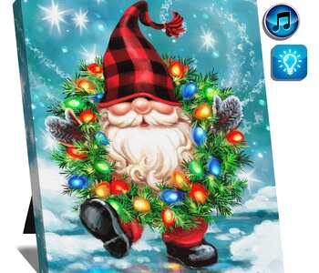 MUSICAL GNOME 8"x10" LIGHTED/MUSICAL CANVAS