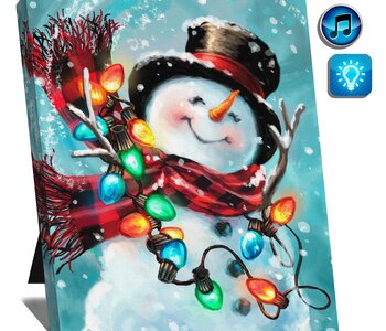 MUSICAL SNOWMAN 8"x10" LIGHTED/MUSICAL CANVAS
