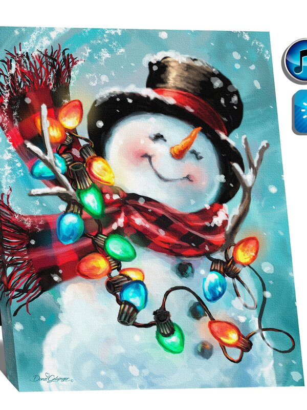 MUSICAL SNOWMAN 8"x10" LIGHTED/MUSICAL CANVAS