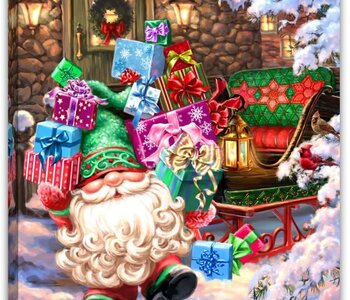 KRIS KRINGLE GNOME - LIGHTED TABLETOP CANVAS 8X6