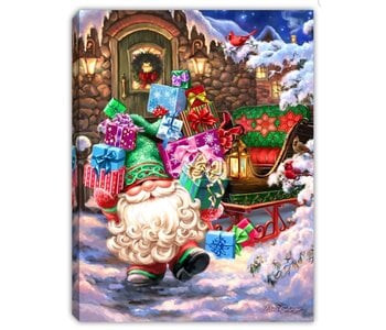 KRIS KRINGLE GNOME - LIGHTED TABLETOP CANVAS 8X6