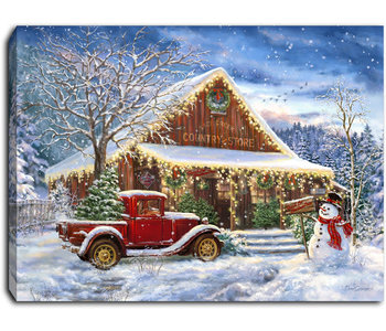 COUNTRY STORE CHRISTMAS - LIGHTED TABLETOP CANVAS 8X6