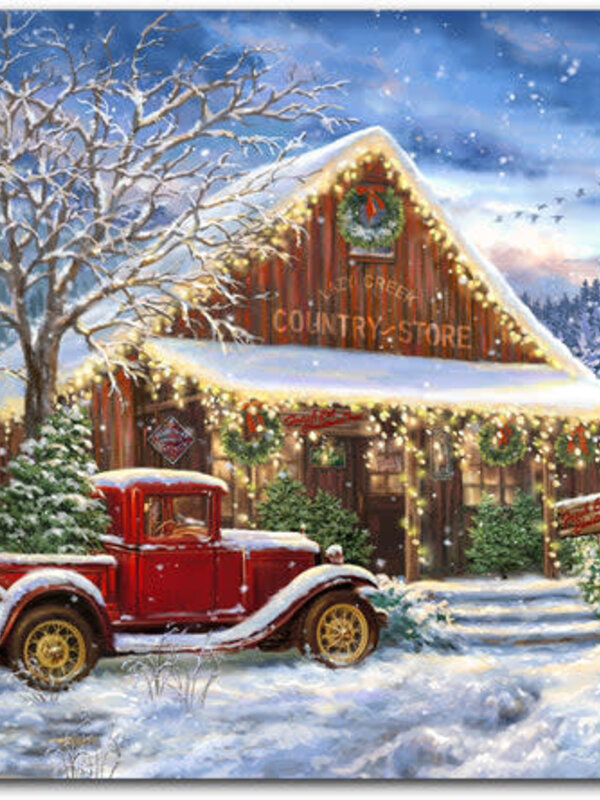 COUNTRY STORE CHRISTMAS - LIGHTED TABLETOP CANVAS 8X6