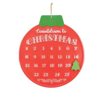 CHRISTMAS COUNTDOWN ORNAMENT SIGN- Red