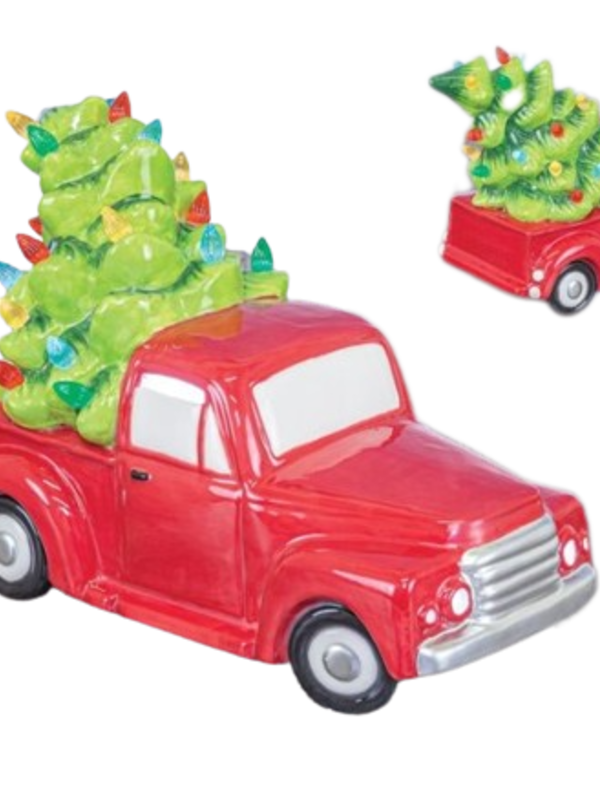 FESTIVE CHRISTMAS TREE RED TRUCK WITH LED