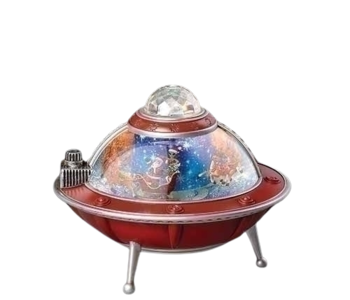 8.75"H  SANTA'S MUSICAL LIGHTED WATER SPACESHIP WITH ANIMATION AND STAR PROJECTOR