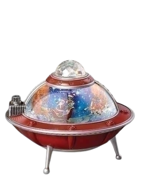 8.75"H  SANTA'S MUSICAL LIGHTED WATER SPACESHIP WITH ANIMATION AND STAR PROJECTOR