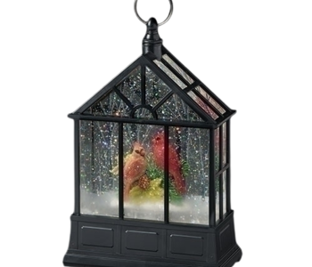 10" LIGHTED SWIRL GAZEBO TWO CARDINALS