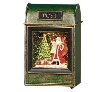 8"H LIGHTED SWIRL MAILBOX W/ SANTA