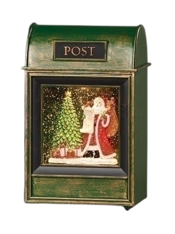 8"H LIGHTED SWIRL MAILBOX W/ SANTA