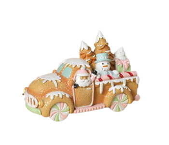 7.8"L Resin Holiday Gingerbread Truck
