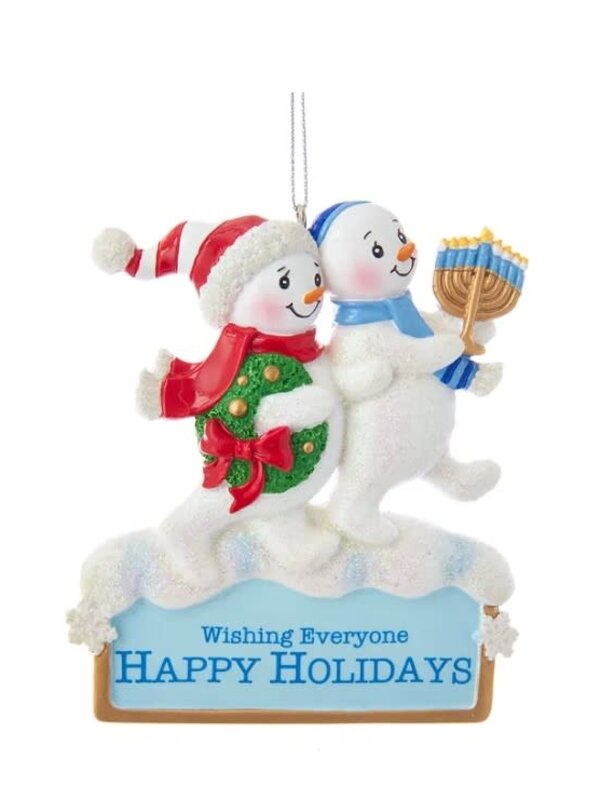 4" Hanukkah and Christmas Snowmen Ornament