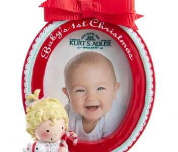 Baby's 1st Christmas Oval Girl Picture Frame Ornament