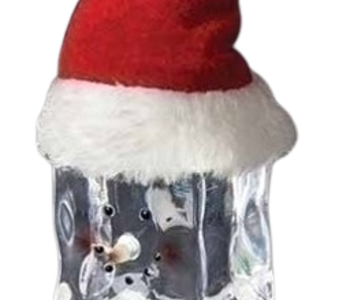4.75H LED Snowman Cube - Santa Hat