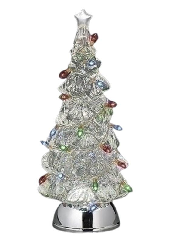 12.5"H LIGHTED SWIRL TREE WITH LITED BULBS;SILVER BASE