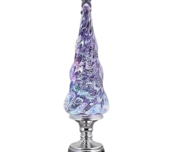 17"H LIGHTED SWIRL TWIST TREE SILVER PEDESTAL