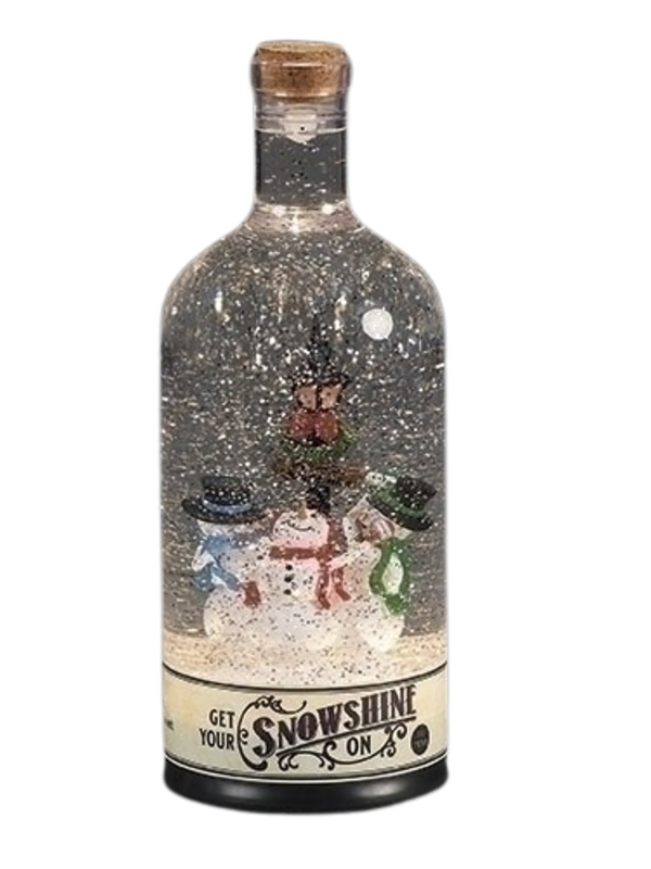 11.2"H LIGHTED SWIRL MOONSHINE SNOWMEN SCENE