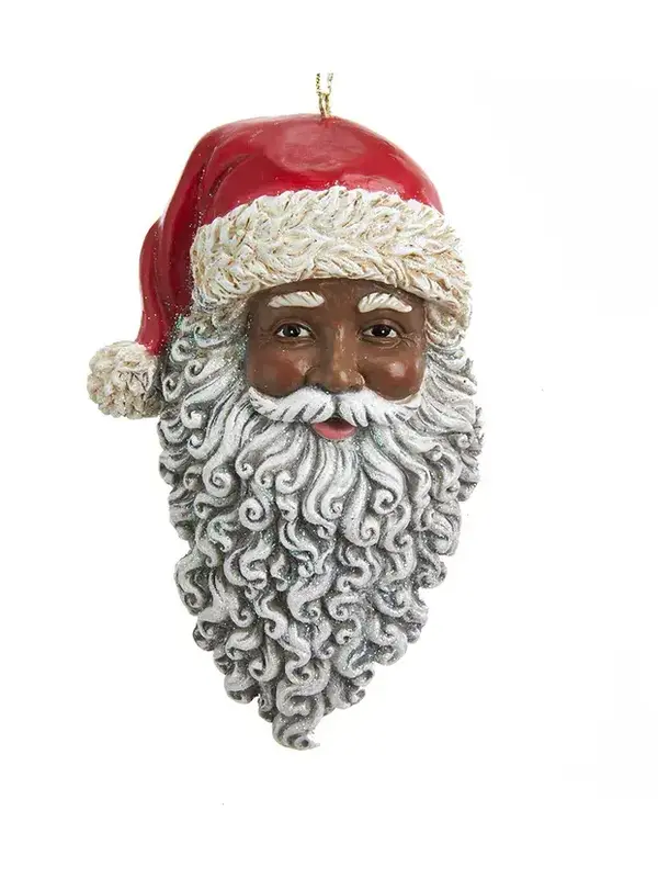 African American Santa Head Ornament