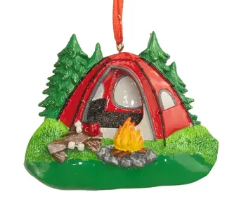 Red Camping Tent Scene Ornament