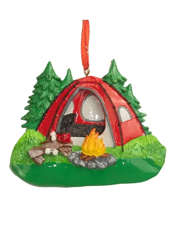 Red Camping Tent Scene Ornament