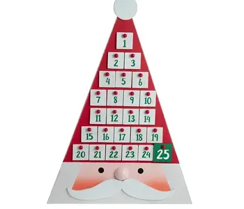 Wooden Triangle Santa Head Advent Calendar