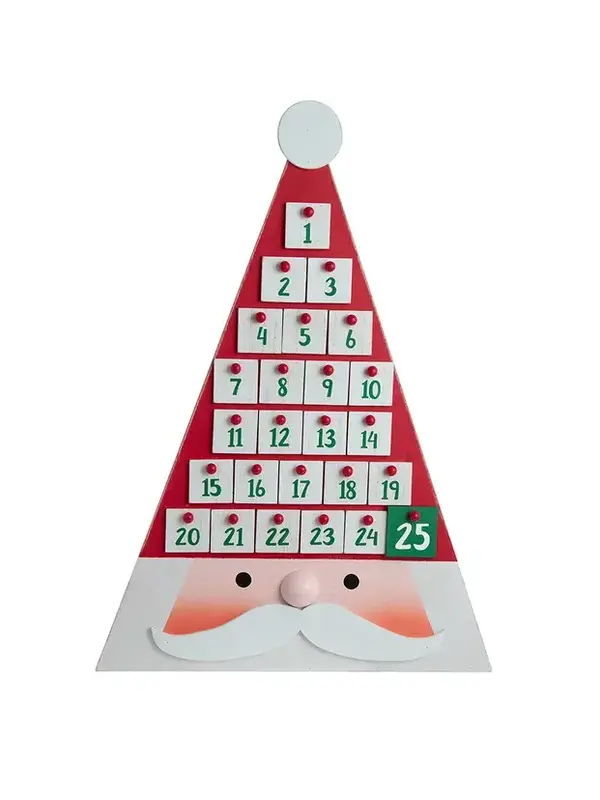 Wooden Triangle Santa Head Advent Calendar