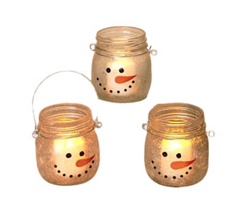 Frosted Glass Snowman Candle